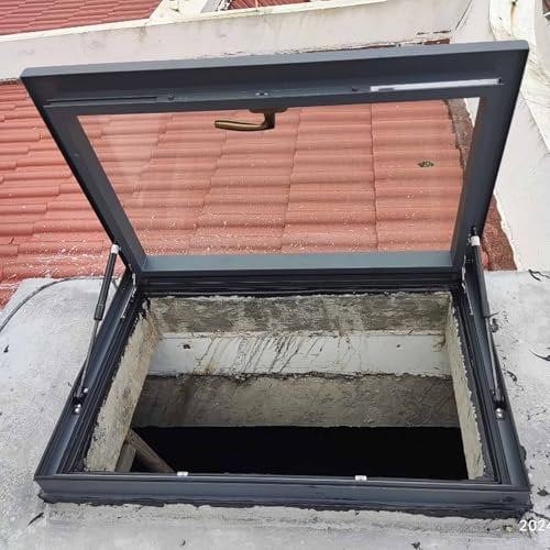 Ventanas Para Techos De Casas, Iluminación Para Techos Inclinados Y Planos, Ventana De Pozo Para Ático, Ventana De Observación, Cubierta De Tragaluz, Ventana Sellada Para Sótano, Garaje(Gray,LxW:80x70