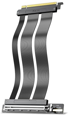 JEYI PCIe 5.0 X16 Erweiterungskabel, GPU-Vertikalmontage-Extender-Kabel, Hochgeschwindigkeits-Kabel mit 64GT/s 128GB/s Bandbreite, für PCIE 4.0/3.0, für RTX5090/RX8900, Schwarz (200 mm / 7,9 Zoll)