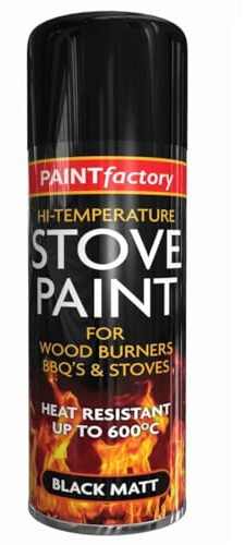 High Temperature Heat Resistant Matt Black Stove Spray Paint 400ML for Wood Burners, BBQ's & Stoves