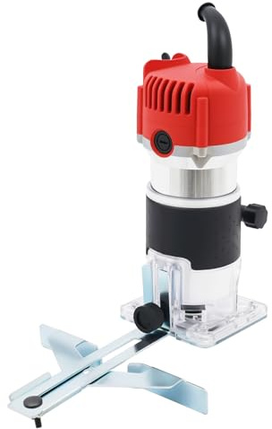 Fresadora de cantos y fresadora eléctrica de 800 W, con suela transparente, 30.000 rpm, diámetro 6,35 mm, fresadora manual y fresadora con una mano para chaflanes, ranuras, recortar, tallar