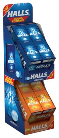 Caramelle Halls Pocket Expo Misto Original e Mix Agrumi da 36 Pz Espositore da Banco
