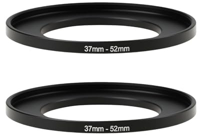 Briny River 2pcs Step Up Camera Filter Adapter Ring Aluminum Alloy 37mm to 52mm Thread 0.75mm Compatible with Filter Adapter Lens Hood Lens Cap