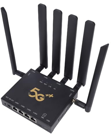 OPPWONG 5G-Router WiFi 6 802.11ax-Erweiterung, 6 Antennen, Dualband-Gigabit-WLAN-Router mit Bandbreite Bis zu 600 Mbit/s, Hybrid-Backhaul, Schwarzer Look für Zuhause