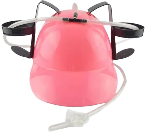 Takingup Funny Hats Beer Hat Creative Drinking Helmet Cute Fun Drinking Hat for Beer Soda Novelty Can Holder Cap with Straw for Home Party Gifts Pink