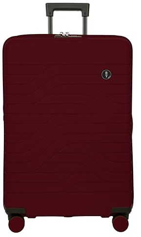 Bric's B|Y Ulisse Checked Luggage with Spinner Wheels – Expandable Lightweight Hard Shell Suitcase, TSA Combination Lock, Removable Wash Bag Included – 28 Inch, Merlot