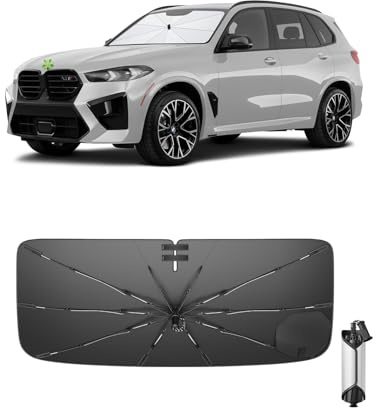 Ruiya 2026 Upgrade Parasol Coche Delantero Compatible con BMW X5 G05 F15 | X6 G06 F16 | X7 G07 2019-2026, Paraguas Plegable Aislamiento Térmico, Protección UV, Accesorios para Parabrisas