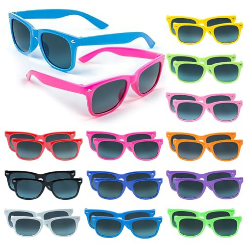 Ovneele Sonnenbrillen Neonfarben, 24 Stk Kinder Sonnenbrille,Partygeschenke,Frauen und Männer für Sommer Strand Pool Party Geburtstagsparty Outdoor