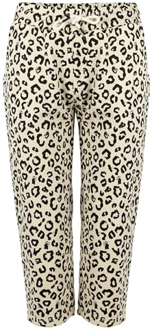ROADSIGN australia Damen Caprihose mit Leo Print und elastischem Bund, 7/8 Hose als Homewear