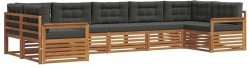 vidaXL Outdoor-Sofagarnitur mit Kissen 7 pcs Natur und Anthrazit, Garten, Moderne Sofas, langlebige Möbel, Terrasse, Bequeme Lounge, praktische Sitzgelegenheit