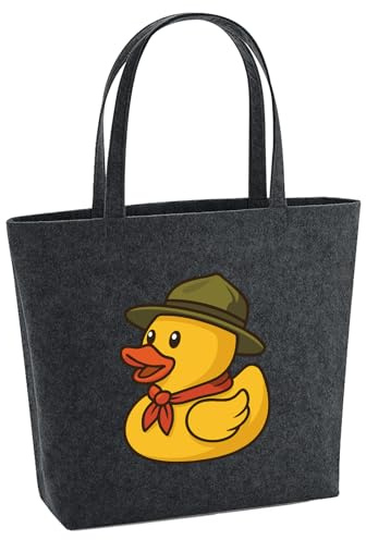 Huuraa Filzshopper Quietscheente Pfadfinder Gummiente Jungpfadfinder 22 Liter Charcoal Melange Filztasche Geschenkidee