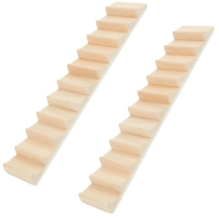 OLYCRAFT 2 Stück Holz Miniatur Treppen 1:12 Maßstab Miniatur Treppe für DIY Puppenhaus Unbemalte Holz Treppen Mini Holz Treppe Unbehandelte Mini Treppe Möbelzubehör für Puppenhaus Szene