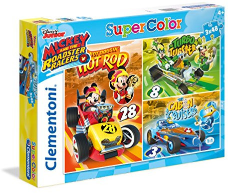 Clementoni - 25227 - Supercolor Puzzle - Mickey and the Roadster Racers - 3x48 Pieces - Disney