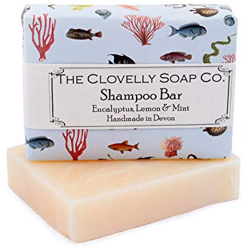 Clovelly Soap Co Natural Handmade Shampoo Soap Bar with Eucalyptus mint and Lemon for Dry-Normal Hair and Scalp 100g