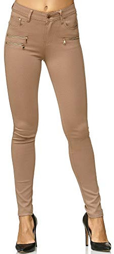 Elara Damen Stretch Hose Skinny Fit Jegging Chunkyrayan H86-2 Dk.Beige 36 (S)