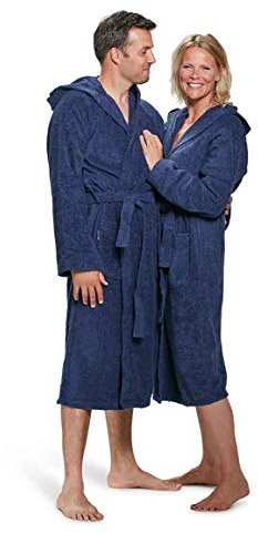 Badrock - Kapuzen-Bademantel mit Namen Bestickt - Marine Blau - Baumwolle - Herren und Damen - mit Stickerei - Personalisiert (XXXL) - SKU 629