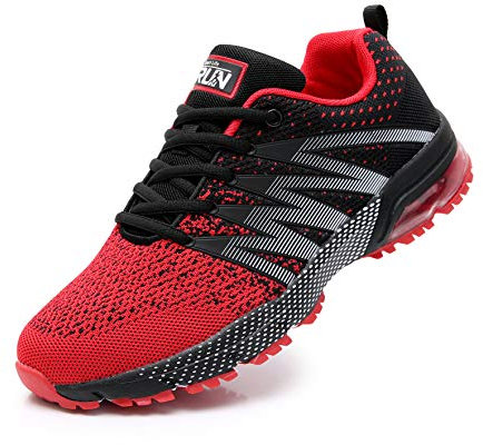 Azooken Herren Damen Sportschuhe Laufschuhe Turnschuhe Sneakers Leichte Fitness Mesh Air Sneaker Straßenlaufschuhe Outdoor(8995 Red44)