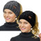 Rosoz Pferdeschwanz-Mütze für Damen, Winter, warm, weich, Stretch, Zopfmuster, unordentlicher hoher Dutt, 2er-Pack, Schwarz/Grau, Einheitsgröße
