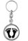 Badgmania Porte Clés Métal 2 faces Pieds Noirs Fond Blanc Algérie Maroc Tunisie Pied Noir Logo 33mm