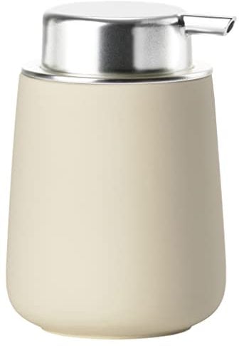 Zone Denmark Nova Seifenspender fürs Badezimmer, Spender aus Porzellan für Handseife/Flüssigseife, Durchm. 8 cm, Höhe 11,5 cm, Fassungsvermögen 250 ml, Wheat
