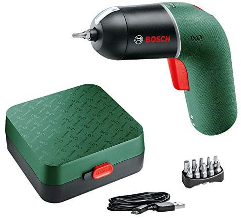 Bosch - Avvitatore a batteria IXO (6a generazione, verde, controllo della velocità variabile, ricaricabile con cavo micro USB, nella custodia), Ixo Basic, 6a generazione