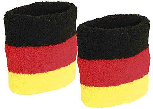 Goldschmidt Deutschland Fanartikel schwarz rot gelb | Fan Accessoires Deko zur EM WM (2X Schweißband)
