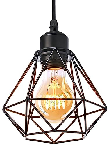 TOKIUS Lustre Suspension Industrielle Vintage E27 Plafonnier Luminaire Design Métal Cage Ø160mm éclairage Plafond Pour Salon Cuisine Chambre