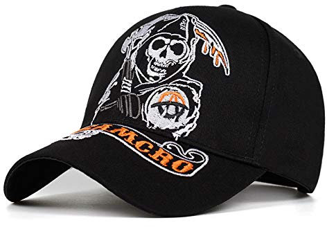 CHENGGI Cap Samcro Baseball Cap SOA Sons Anarchy Schädel Stickerei Lässige Hysteresenhut Mode Racing Motorrad Sport Hut