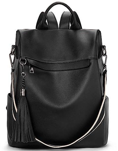 BOSTANTEN Damen Rucksack Leder Anti Diebstahl Reiserucksack 2 in 1 Schultertasche Groß Schwarz