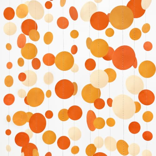 46Ft Thanksgiving Automne Automne Cercle Points Guirlande Dégradé Orange Pois Suspendus Papier Streamer pour Orange Mariage Anniversaire Baby Shower Fiançailles Récolte Fête Décorations Fournitures