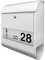 banjado® Briefkasten personalisiert mit graviertem Namensschild in Silber/Briefkasten weiß 39x47x14cm / Briefkasten mit Hausnummer, Namen & Motiv Leuchtturm/Briefkasten mit Zeitungsfach