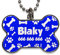 LolaPix Chapa Perros Personalizadas con foto, texto o imagen. Placas para Perros. Chapa metálica con forma de hueso. Regalo personalizado. HUELLAS AZULES