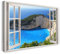 Printistico Bilder Fensterblick 120x80cm Baumwoll-Leinwand auf Keilrahmen mit Aufhänger moderner Kunstdruck XXL Wandbilder Wand-Dekoration Bucht Klippen Meer Strand Urlaub - Natur-Fotografie