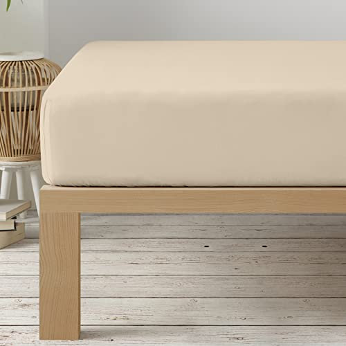 Degrees Home Collection - Drap-Housse 90x190 cm en Microfibre Douce – pour Matelas Jusqu’à 33 cm – Certifié Oeko-TEX – Beige