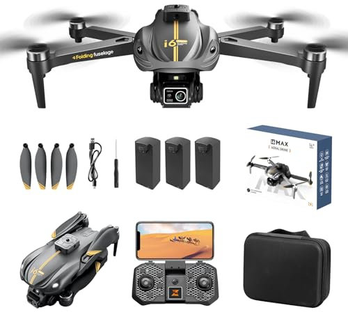 Drone con telecamera HD 1080P per adulti e bambini, evitamento degli ostacoli, motore brushless, 45 minuti di volo, 3 batterie, drone pieghevole per principianti, quadricottero RC con flusso ottico