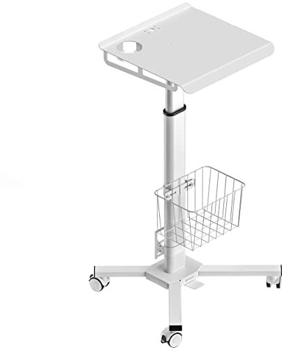 ONKRON mobiler Laptoptisch mit Rollen bis zu 8 kg Belastung - Laptop Beistelltisch mit Rollen höhenverstellbar - Stehpult Laptop Tisch rollbar/Betttisch auf Rollen/Stehtisch Büro Weiß LMG30-W