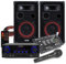 Max 8 Passive DJ Speaker System with AV440 Bluetooth Karaoke Amplifier, Wired Microphone & Compact USB Mixer - Complete Home DJ & Karaoke Audio Solution