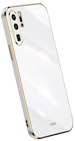 Topme Silikonhülle für Huawei P30 Pro / P30 Pro New Edition (6.47 Inches), [handyhülle im Goldrand-Stil] - Weiß