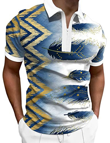 FASLOLSDP Poloshirts für Herren Kurzarm Slim-Fit Tshirt mit Reißverschluss Klassisches Männer Polohemd mit Umlegekragen Basic Freizeit Tops Leichte Casual Kurzarmshirt