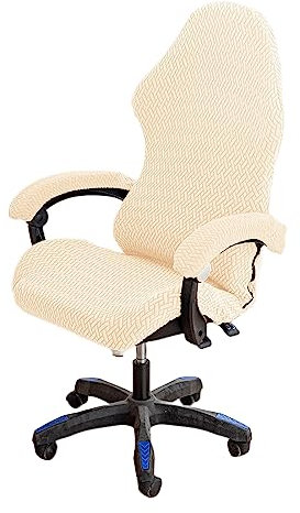 OQHAIR Ergonomic Gaming Chair Cover with Armrest Covers - 4pc Set Stretchable Racing Seat Chair Protector - Beige