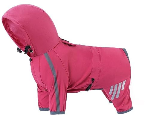 WUURAA Hundemantel Rosa XL Reflektierend Wasserfest Kapuze Outdoor Rain