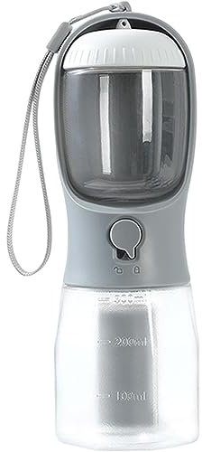BBTISG Dog Travel Water Bottle, Portable 3 in 1 Multifunctional Dog Water Food Bottle Leak Proof Portable Puppy Water Dispenser for Cat, Rabbit, Puppy and Other Pet Boiler (Gray)