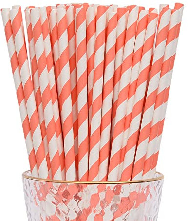 YAOSHENG 100 PCS Pink Strohhalme Papier, Biologisch Abbaubare, Bunte Papier Trinkhalme Geeignet für Partys, Hochzeiten und Anlässe, Party Strohhalme