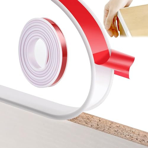 Forma U Cinta de Madera Cantos elástico Cinta Autoadhesiva en Forma de U 5mx16 mm Cantoneras Cubrecantos Autoadhesiva flexible y duradera para bordes de armario Embellecer y Proteger (Blanco, 16mmx5m)