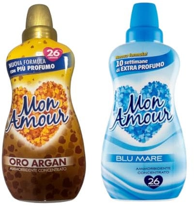 Mon Amour Probierpaket Weichspüler Oro Argan & Meerblau, 2x650 ml pro Flasche 26 Wäsche