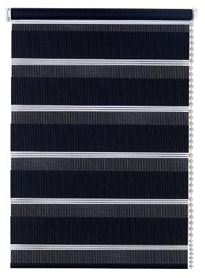 Apex Furnishings Zebra Day and Night Blinds Dual Layer Fabric Opaque & Translucent Easy Fit Zebra Blind for Windows and Door Black Roller Blinds (49cm X 165cm)