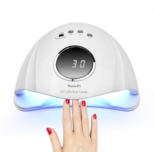 MainPi Lampe UV LED Ongles 168W,Professionnel Sèche Ongles avec 42 LEDs,Lampe Séchage Ongles Rapide pour Vernis Ongles,4 Minuteries et Capteur Automatique,Sèche-ongles pour Gel Vernis(Blanc)