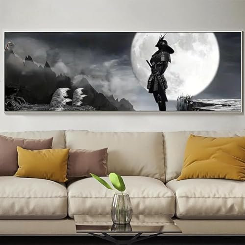 YLHKME Modernes Bilder Leinwand Malerei,Japanische Samurai Wandbilder Wohnzimmer Schlafzimmer Deko Poster Kunstdrucke,Ohne Rahmen (Rahmenlos,40X120CM)
