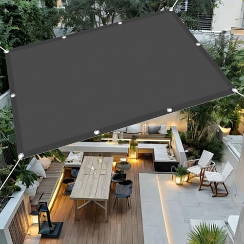 Voile D’Ombrage Rectangulaire 150 x 200 cm Imperméable Filet d'ombrage Couvert Végétal Toile Pergola, Fleurs, Patio, Lawn Aux UV 98% avec Oeillets et Cordons Brise Vent, Gris Foncé