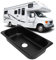 Évier de Salle de Bain Rectangulaire pour Camping-car, évier de Lavabo Simple à Encastrer en Acier Inoxydable 304 avec Trou de Vidange de 40 Mm pour (Revêtement noir pulvérisé