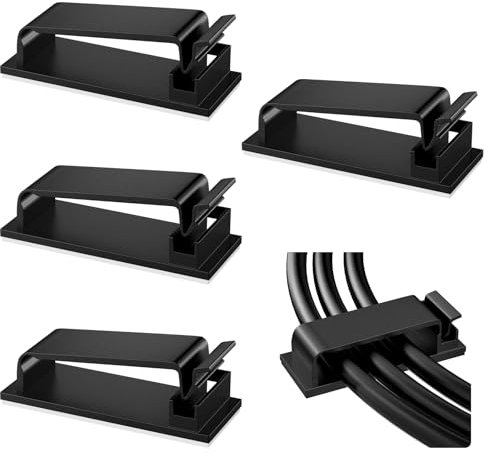 Lectorias Kabelhalter(Schwarz), Selbstklebend Kabelclips Kabelbefestigung Kabelhalterung, Selbstklebende Kabel Halter Clips Organizer, Cable Holder Management Kabelklemmen Wire Adhesive Clamp